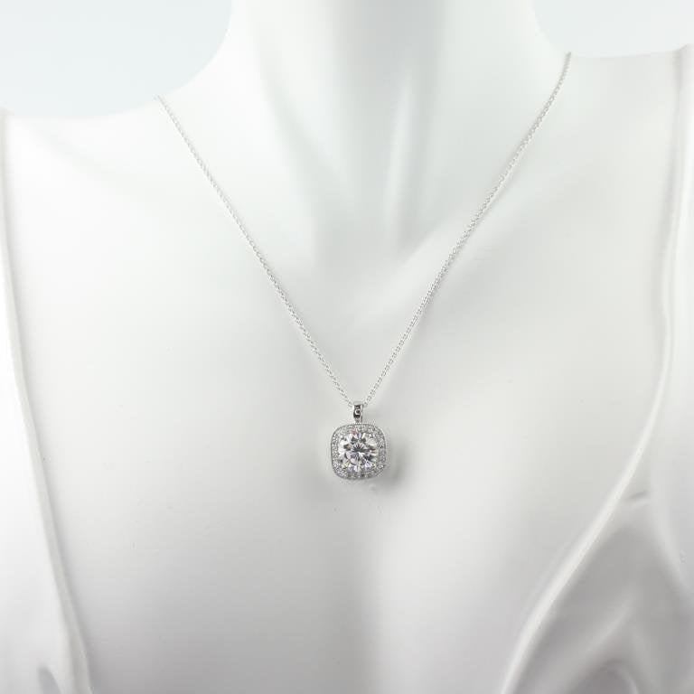 2.3 TCW Cushion Moissanite Pendant Necklace