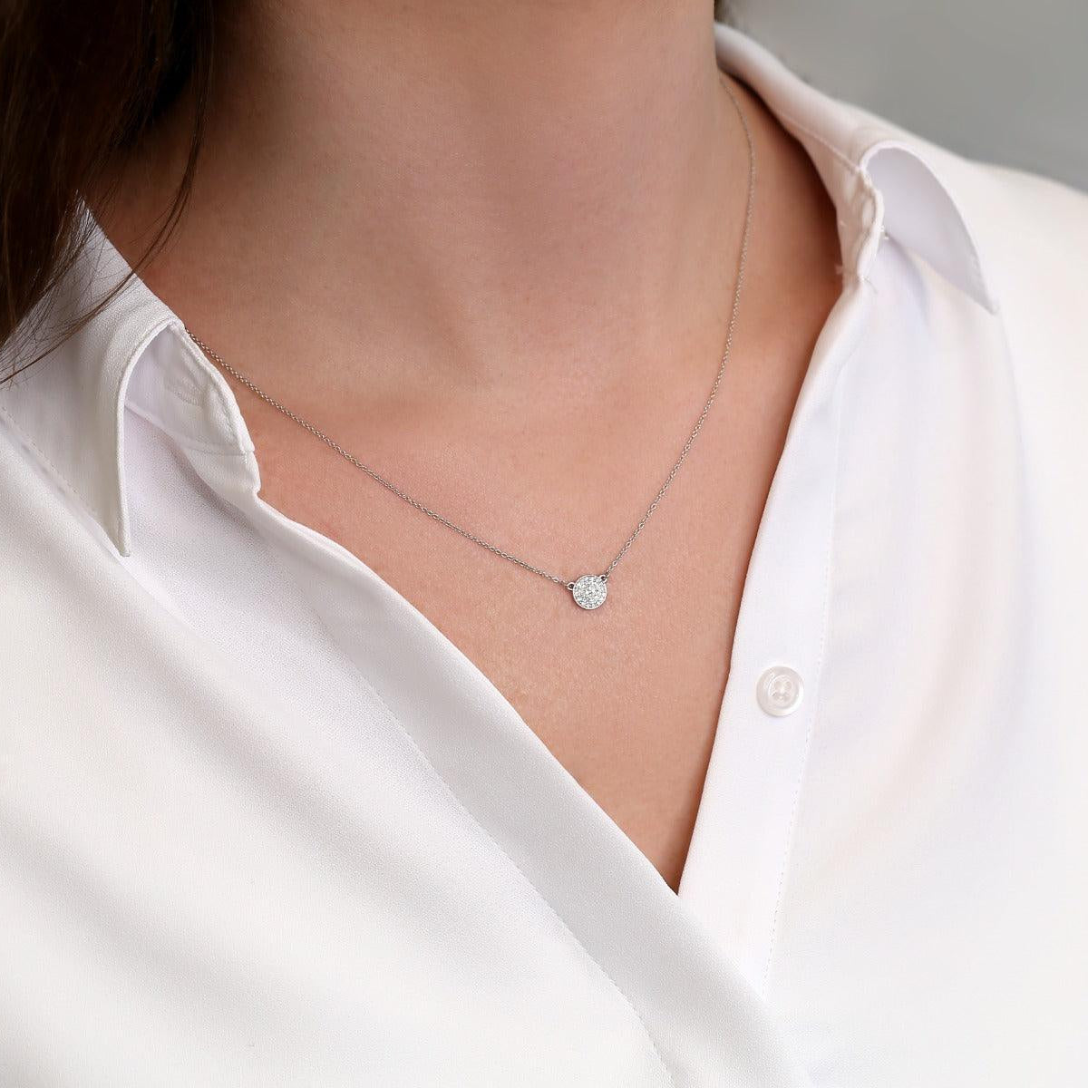 0.2 TCW Round Moissanite Pendant Necklace