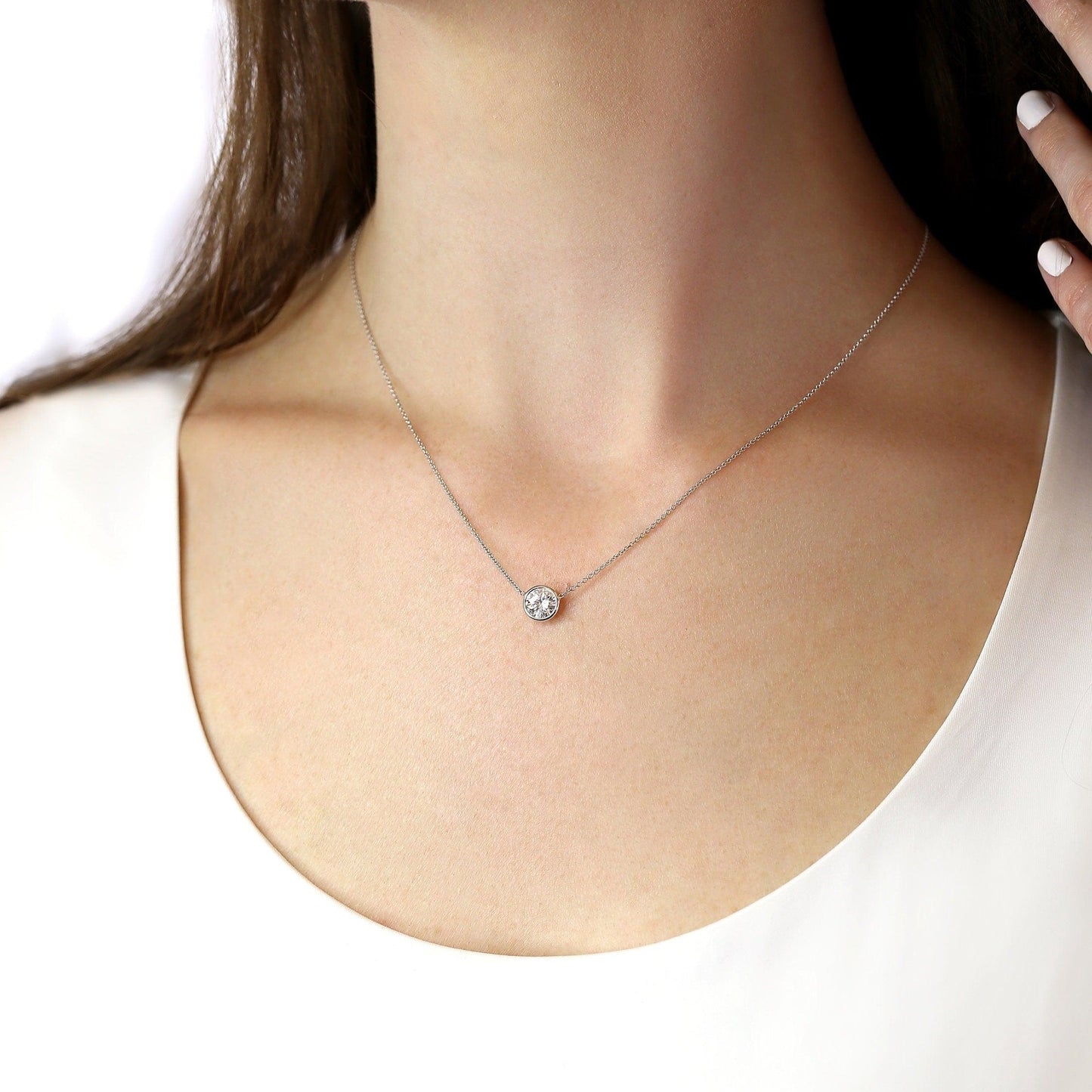 2 CT Round Lab Grown Diamond Solitaire Necklace