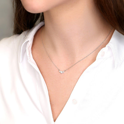 0.2 TCW Round Moissanite Three Stone Necklace