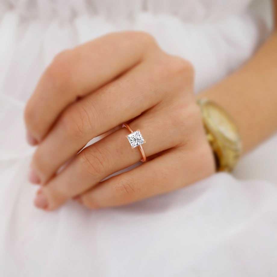 1.5 CT Princess Solitaire Moissanite Engagement Ring