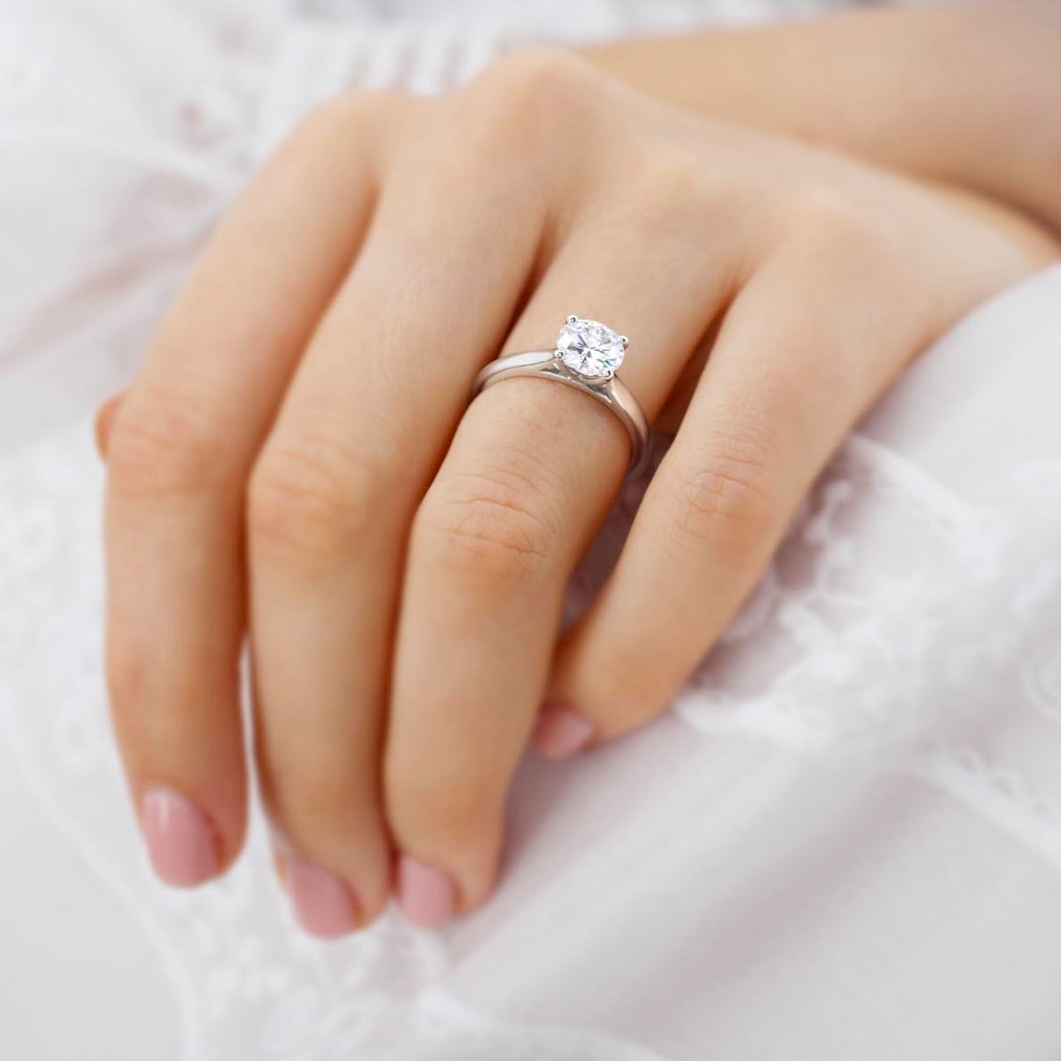 1.2 CT Round Solitaire Moissanite Engagement Ring