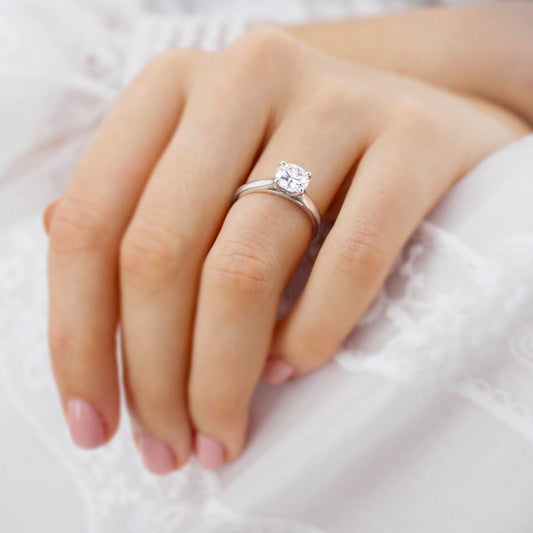 1.2 CT Round Solitaire Moissanite Engagement Ring