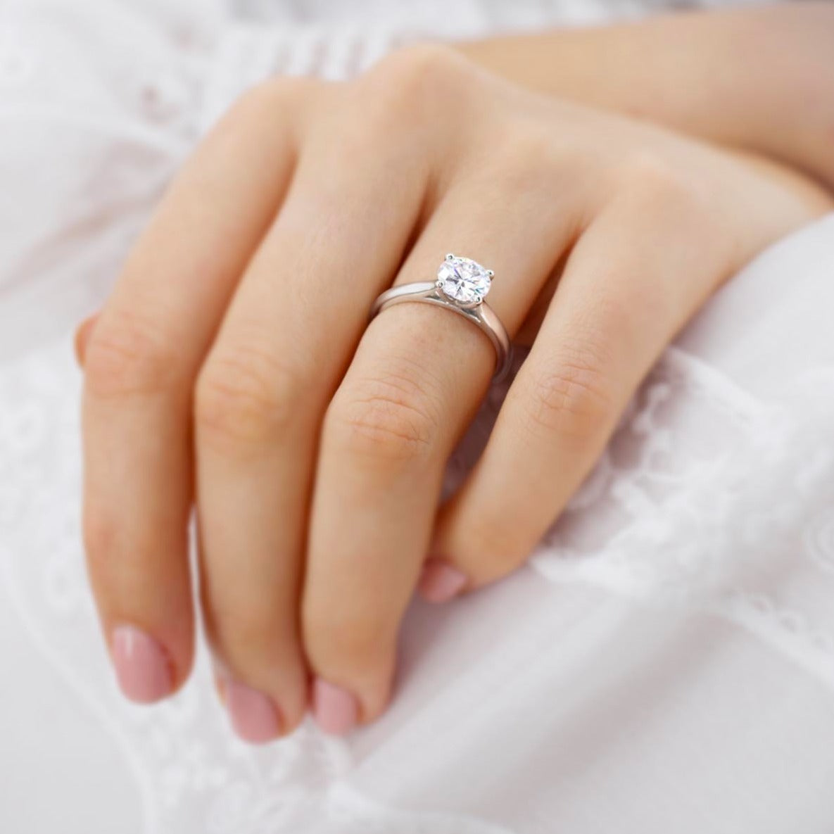 1.2 CT Round Solitaire Moissanite Engagement Ring