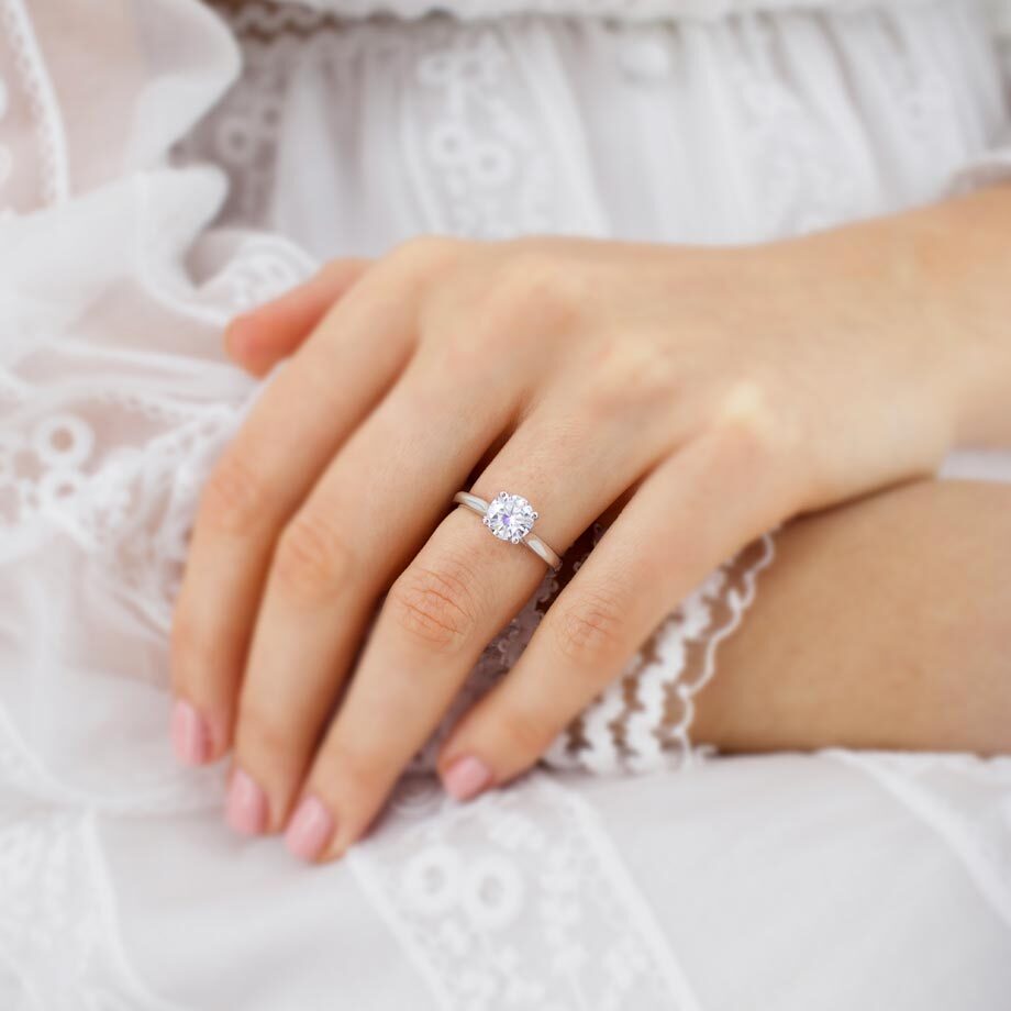 1.2 CT Round Solitaire Moissanite Engagement Ring