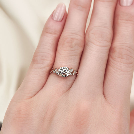 0.30 CT Round Cluster Moissanite Engagement Ring