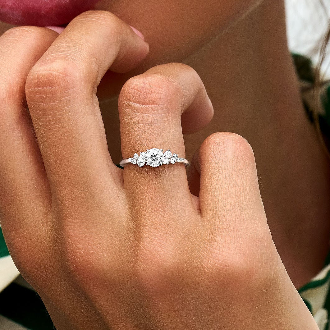 0.30 CT Round Cluster Moissanite Engagement Ring
