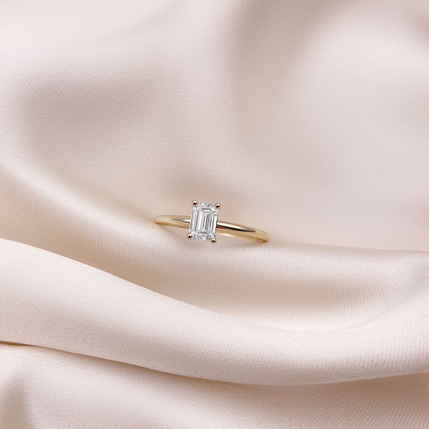 0.50 CT Emerald Solitaire Moissanite Engagement Ring