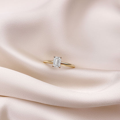 0.50 CT Emerald Solitaire Moissanite Engagement Ring