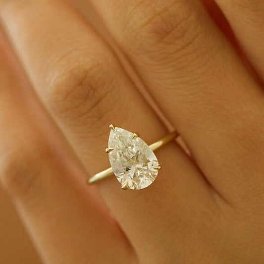 3.1 CT Pear Hidden Halo Moissanite Engagement Ring