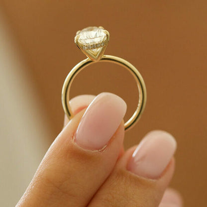 3.1 CT Pear Hidden Halo Moissanite Engagement Ring