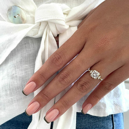 1 CT Round Cluster Moissanite Engagement Ring