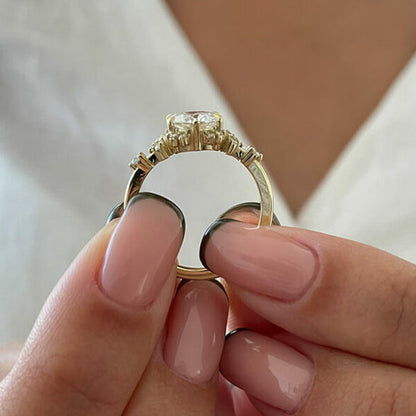 1 CT Round Cluster Moissanite Engagement Ring