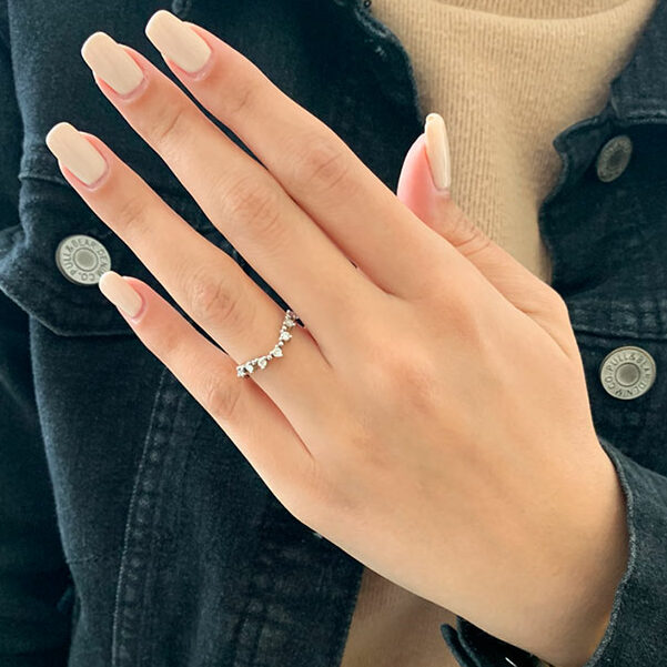 0.3 TCW Round Curved Moissanite Wedding Band