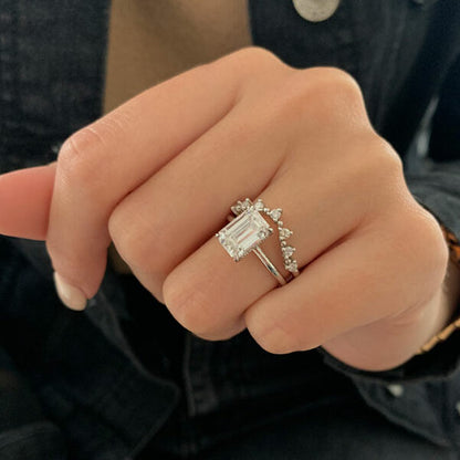 0.3 TCW Round Curved Moissanite Wedding Band