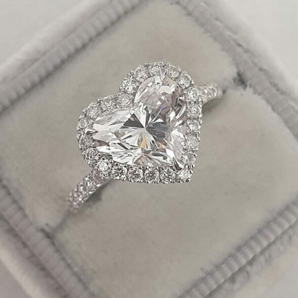 2 CT Heart Halo & Pave Moissanite Engagement Ring