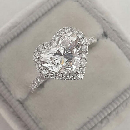 2 CT Heart Halo & Pave Moissanite Engagement Ring
