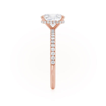 2.3 CT Elongated Cushion Hidden Halo & Pave Moissanite Engagement Ring