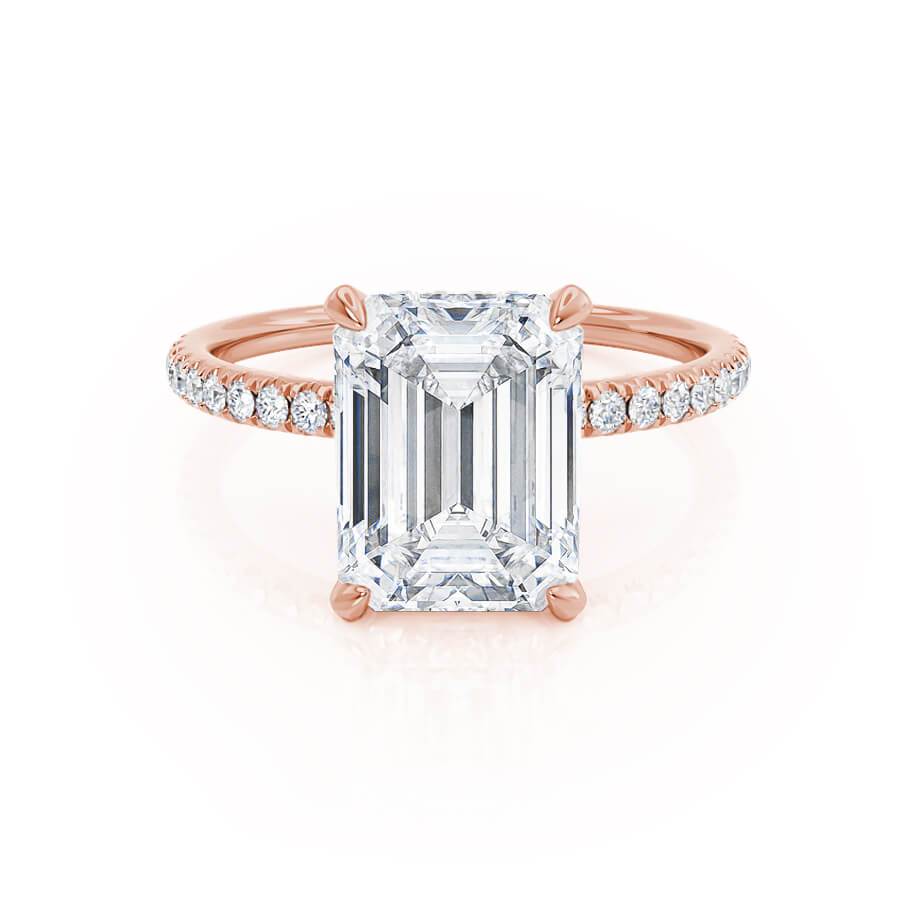 1.75 CT Emerald Hidden Halo & Pave Moissanite Engagement Ring