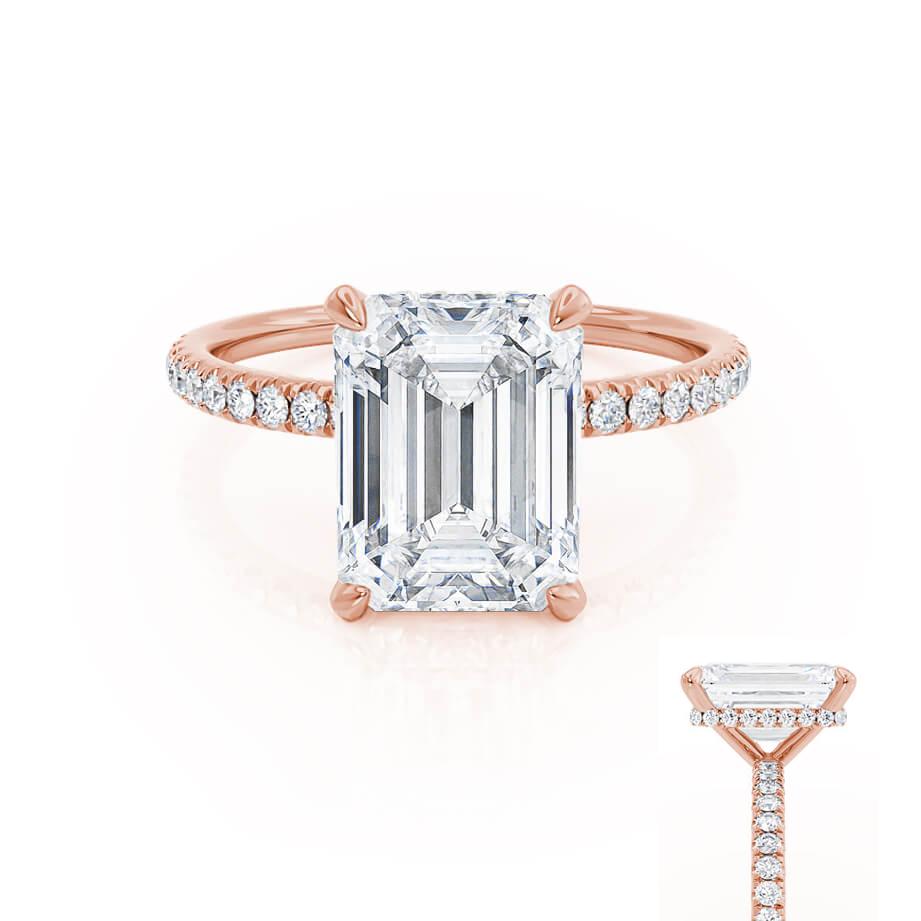 1.75 CT Emerald Hidden Halo & Pave Moissanite Engagement Ring