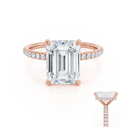 1.75 CT Emerald Hidden Halo & Pave Moissanite Engagement Ring