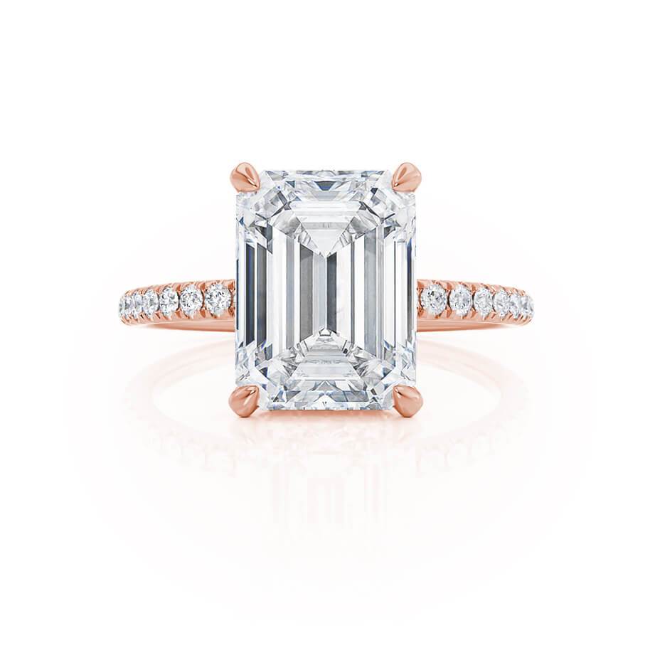 1.75 CT Emerald Hidden Halo & Pave Moissanite Engagement Ring