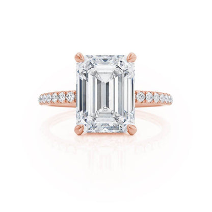 1.75 CT Emerald Hidden Halo & Pave Moissanite Engagement Ring