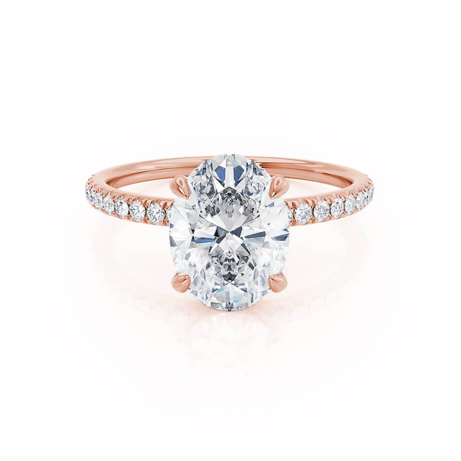 1.5 CT Oval Hidden Halo & Pave Moissanite Engagement Ring