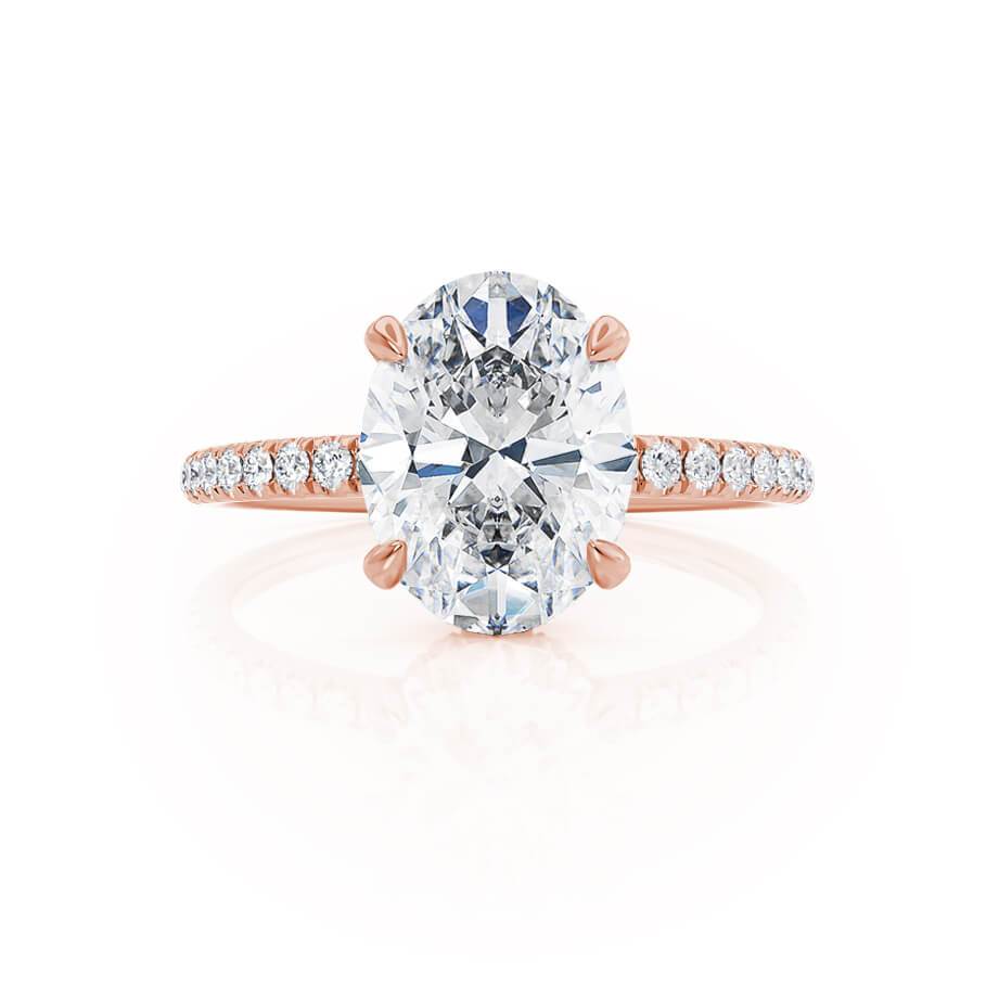 1.5 CT Oval Hidden Halo & Pave Moissanite Engagement Ring