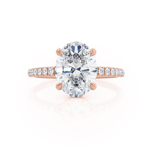 1.5 CT Oval Hidden Halo & Pave Moissanite Engagement Ring