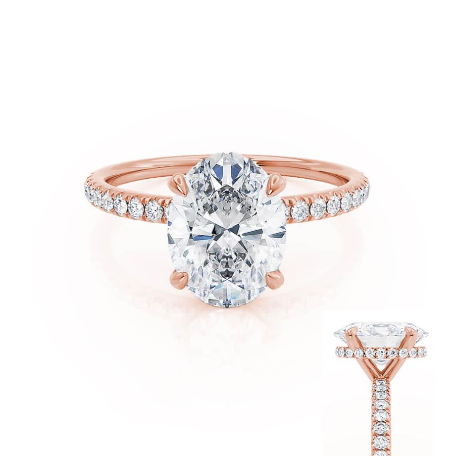 1.5 CT Oval Hidden Halo & Pave Moissanite Engagement Ring