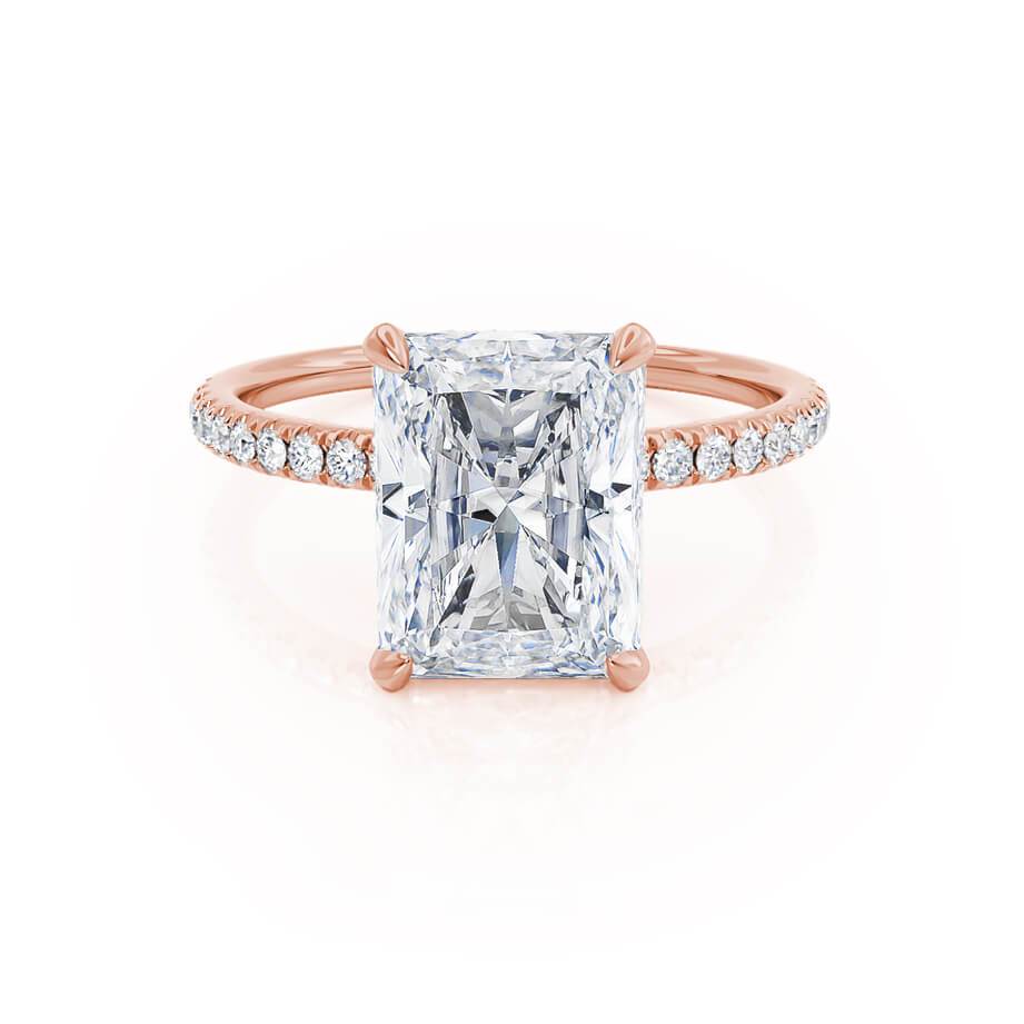 1.8 CT Radiant Hidden Halo & Pave Moissanite Engagement Ring