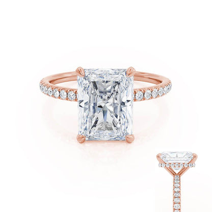 1.8 CT Radiant Hidden Halo & Pave Moissanite Engagement Ring