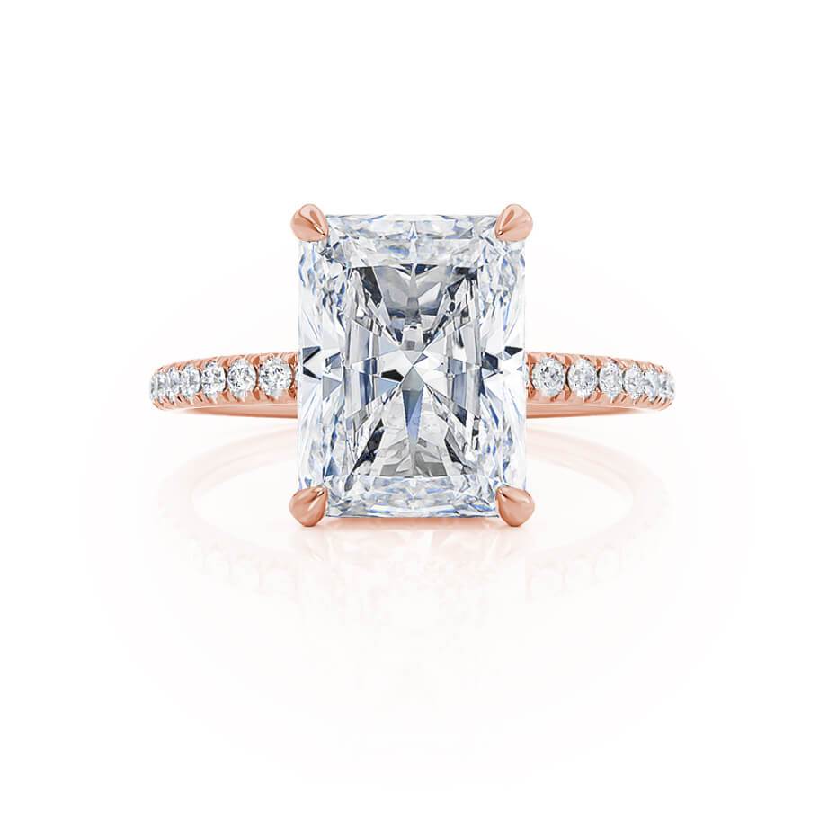 1.8 CT Radiant Hidden Halo & Pave Moissanite Engagement Ring