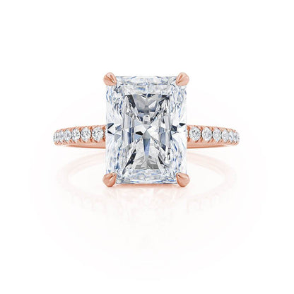 1.8 CT Radiant Hidden Halo & Pave Moissanite Engagement Ring
