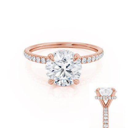 1 CT Round Hidden Halo & Pave Moissanite Engagement Ring