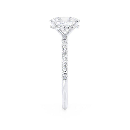 2.3 CT Elongated Cushion Hidden Halo & Pave Moissanite Engagement Ring