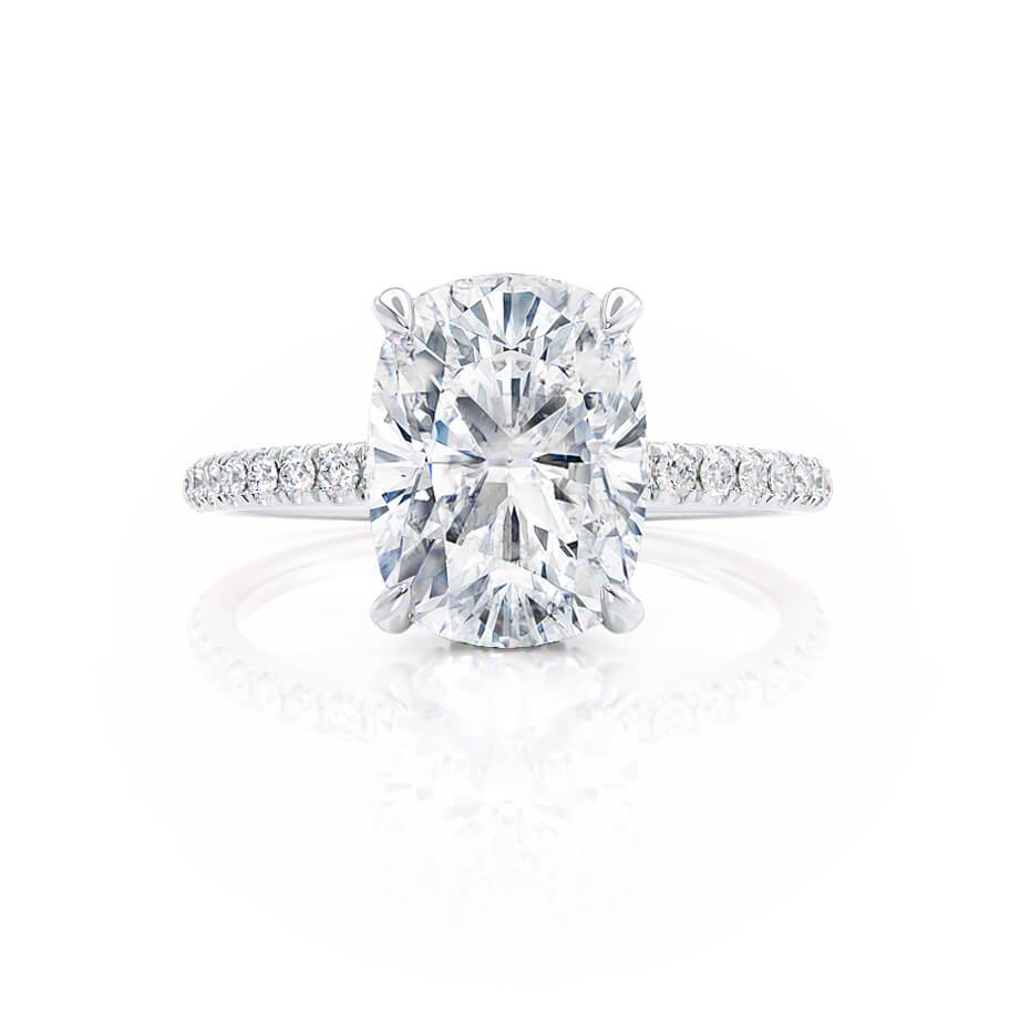 2.3 CT Elongated Cushion Pave Moissanite Engagement Ring