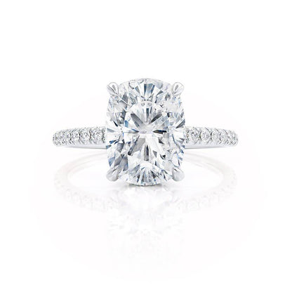 2.3 CT Elongated Cushion Pave Moissanite Engagement Ring