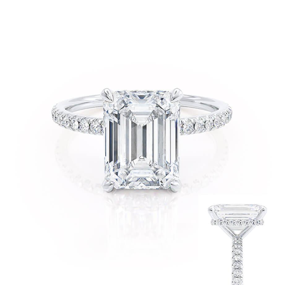 1.75 CT Emerald Pave Moissanite Engagement Ring