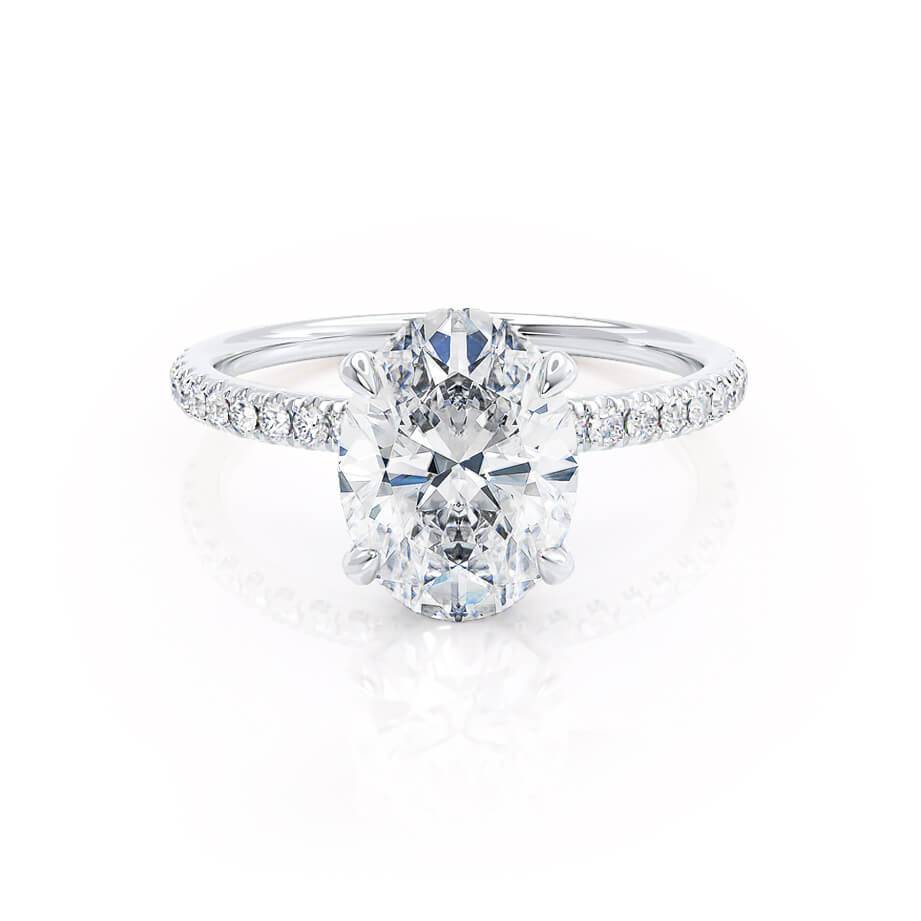 1.5 CT Oval Pave Moissanite Engagement Ring