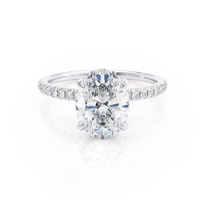1.5 CT Oval Hidden Halo & Pave Moissanite Engagement Ring