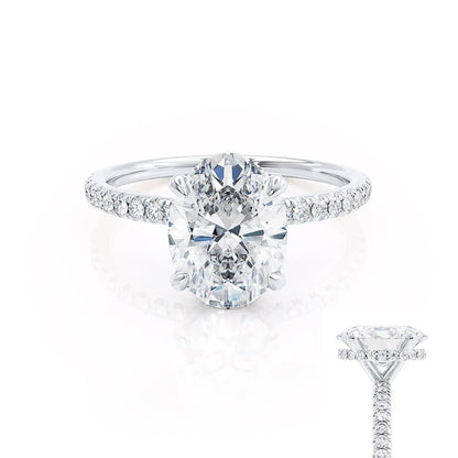 1.5 CT Oval Pave Moissanite Engagement Ring