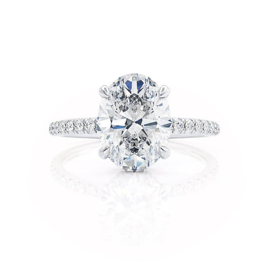 1.5 CT Oval Pave Moissanite Engagement Ring