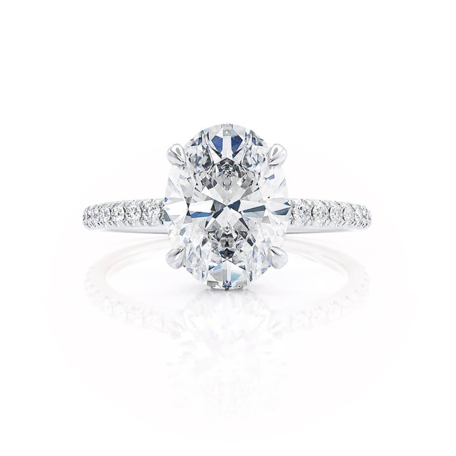 1.5 CT Oval Hidden Halo & Pave Moissanite Engagement Ring