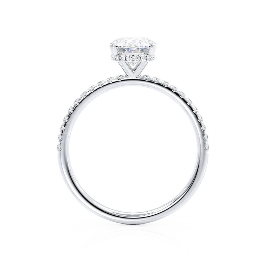 1.5 CT Oval Hidden Halo & Pave Moissanite Engagement Ring