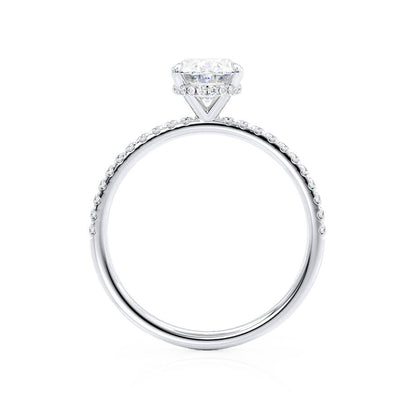1.5 CT Oval Hidden Halo & Pave Moissanite Engagement Ring