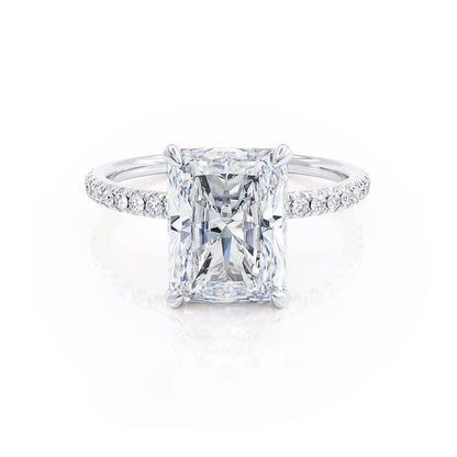 1.8 CT Radiant Hidden Halo & Pave Moissanite Engagement Ring