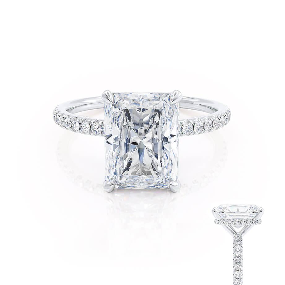 1.8 CT Radiant Pave Moissanite Engagement Ring