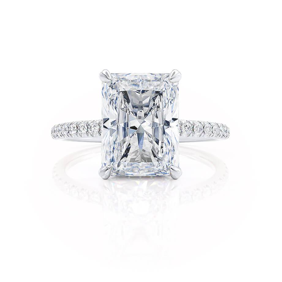 1.8 CT Radiant Hidden Halo & Pave Moissanite Engagement Ring